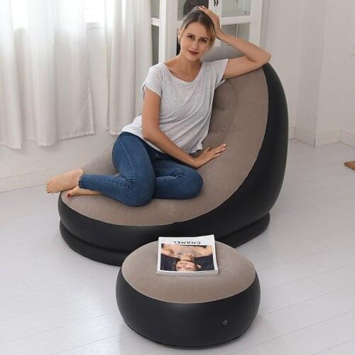 BEAN BAG Lazy Sofa Inflatable Folding Recliner Outdoor Sofa Bed With Pedal Flocking Single Sofa Chair Pile Coating Chaise Lounge