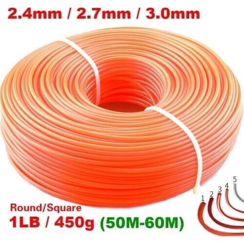 2.4mm/2.7mm/3mm 450g Nylon Trimmer Line Grass Cutter Rope Trimmer Roll Cord Wire String for Strimmer Replacement Round/Square