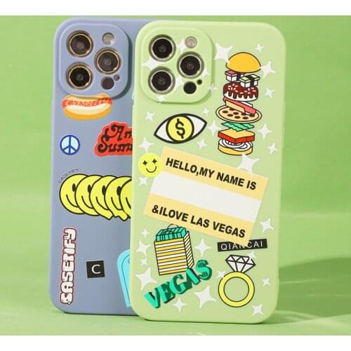 Fashion Smiley Face Hamburg Las Vegas Phone Case for Iphone 12 12pro Iphone11 Phone Case Phone Case for Iphone 7 XR XS MAX 8plus