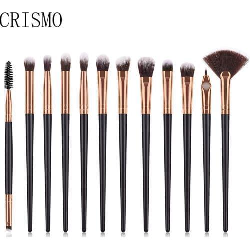 CRISMO 12PCS Professional Eye Makeup Brushes Set Eyeshadow Blending Eyeliner Eyelash Eyebrow Brushes For Makeup Tool Kit New