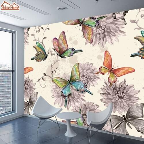 Wallpapers 3d for Living Room Wall Paper Home Decor Vintage Butterfly Flower Murals Mural Wallpaper Walls Vinyl Roll Improvement
