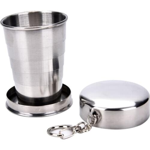 New Foldable Drinkware 75ml Stainless Steel Folding Telescopic Collapsible Water Cup Beer Mug Outdoor Travel Camping Supplies