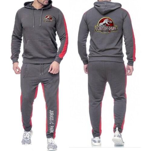 2021 Jurassic Park New Autumn Mens Sets Hoodies+Pants Harajuku Sport Suits Casual Sweatshirts Tracksuit Brand Sportswear