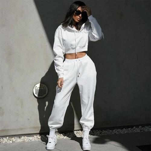 CDJLFH Autumn Two Piece Sets Women Hoodies And Sweatpants Baggy Fashion Oversized Sweatshirt High Waist Sports Pant Suits Winter