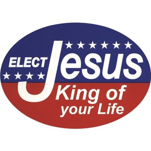 ELECT JESUS KING OF YOUR LIFE Oval PVC Motorcycle Car Sticker Waterproof Sun Protection Anti-UV Apply To Car Window Windshield