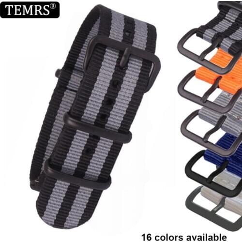 NATO 18mm 24mm 22mm 20mm Watch Strap Sport Brand Watch Band Belt Accessories Nylon Fabric Straps Bands for 007 James Bond Black