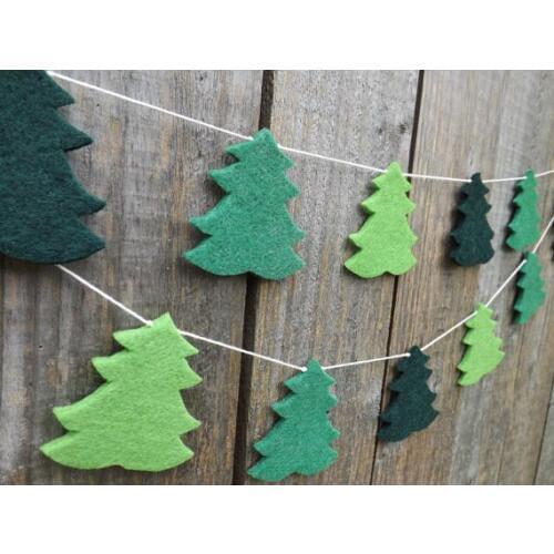 Pine Tree Christmas nursery felt Garlands baby shower buntings Christening RUSTIC wedding birthday Church decor baptism banners