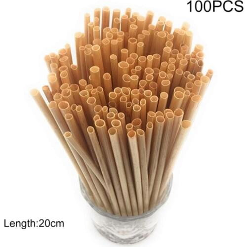 100Pcs Reusable Bamboo Straw Straw 20cm Organic Bamboo Straws Natural Wooden Straws For Party Birthday Wedding Bar Kitchen Tool