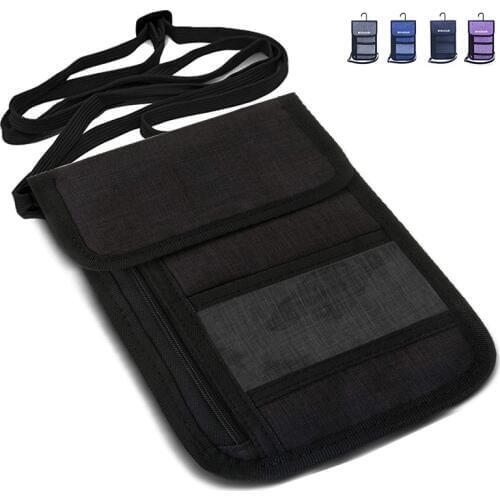 Nylon Neck Passport Pouch Bag Travel Wallet Anti-Theft Hidden Passport Holder Waterproof Security with RFID Blocking