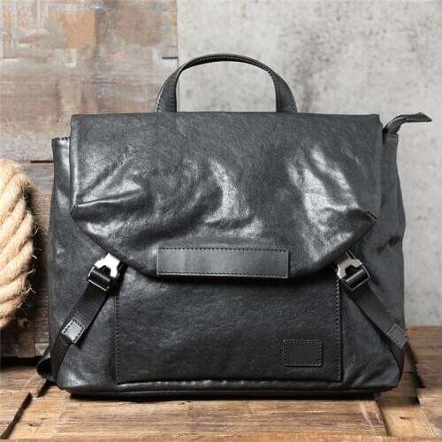 Fashion casual mens genuine leather shoulder messenger bag top layer cowhide commuter trend horizontal square messenger bag