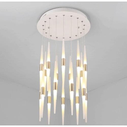 Rose Gold Led Chandelier Hanging Lamp for Stair Loft Staircase Indoor Home Living Room Bedroom Kitchen Decor Ceiling Lustre