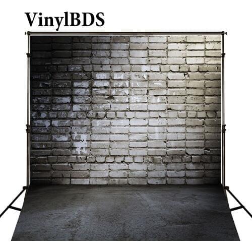 VinylBDS Background Newborn Baby Gray Brick Wall Backgrounds Photography Dark Light Black Floor Backdrops For Photo Shoot
