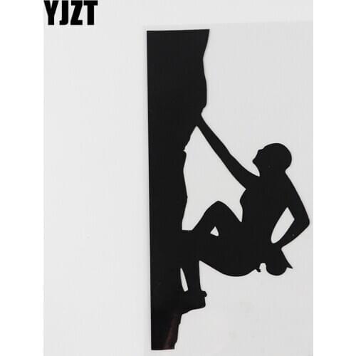 YJZT 8.7CMX17.4CM Extreme Rock Climbing Sports Vinyl Car Sticker Black/Silver 8A-0918