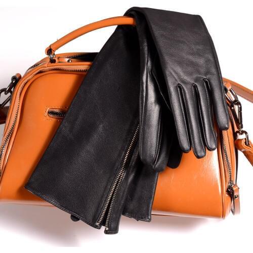 30cm-80cm Womens Ladies Real leather Sheep Skin overlength side Zipper Gloves Party Evening Opera/long gloves