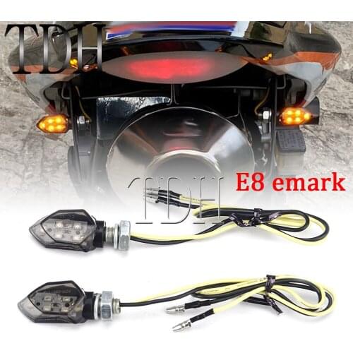2Pcs LED Motorcycle Turn Signal Light Lamp E8 Mark Indicator Blinker Amber Flashers 8mm Universal For Cafe Racer Dirt Pit Bike