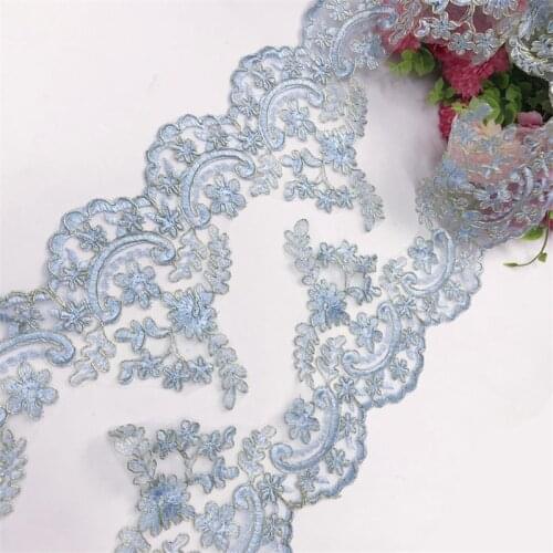 1Yd Golden Outline Cord Thread Light Blue Lace Trims Clothing Wedding Childrens Dress Wedding Lace Accessory lace Trimming 16cm
