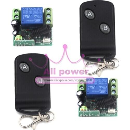 2pcs 2 Button Controller& 2pcs Mini Receiver 12V 1CH RF Wireless Remote Control Receiver Momentary Switch Relay Remote Control