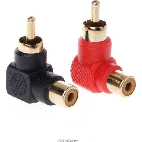 2 Pcs RCA Connector Plug Adapters Male to Female 90 Degree Right Angle M/F Gold Plated Connector