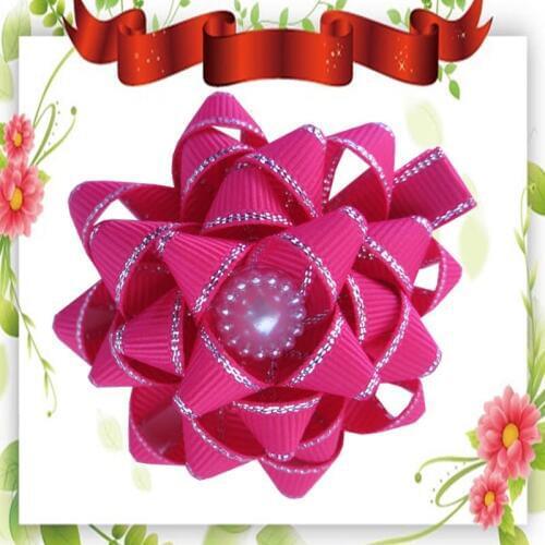 Hand Customize Free Shipping 24 pcs BLESSING Girl Hair Accessories layers lined clips 3" wave hair bows attached the elastics