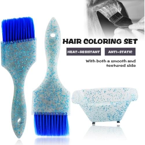3 Pcs Hair Coloring Highlight Kit Salon Hairdressing Styling Tint DIY Tool Dye Brush Mixing Bowl Hair Dye Brush Bowl Set
