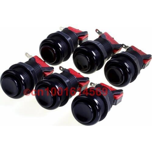 6pcs/lot 30mm Arcade Happ Type Push Buttons Arcade Buttons For Arcade Bundle Classic Video Games & Coin Operator Cabinet - Black