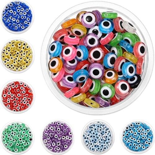 6mm * 2.5mmdiy Handmade Jewelry Accessories Acrylic Loose Beads Demon Eye Round Beads