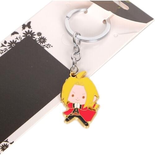 Anime Fullmetal Alchemist Keychains Edward Elric Metal Necklaces Pendants Keyrings Holder Cosplay Accessories Figure Souvenirs