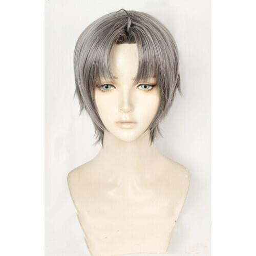 Anime Sarazanmai Mabu Akutsu Short Light Gray Synthetic Hair Cosplay Costume Wigs + Wig Cap
