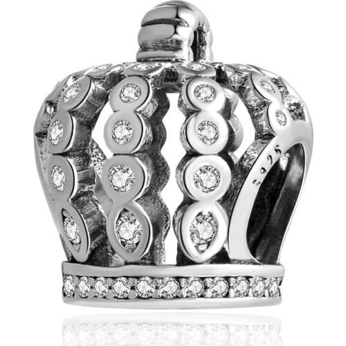 Authentic S925 Bead DIY Jewelry Fairytale Crown Charms fit Lady Bracelet Bangle DIY Jewelry