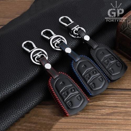 Car-styling Smart Remote Key Case 5 Bottons Leather Cover Keyfob Holder For Cadillac CT6 XT5 ATS Car Keychain Key ring Accessory