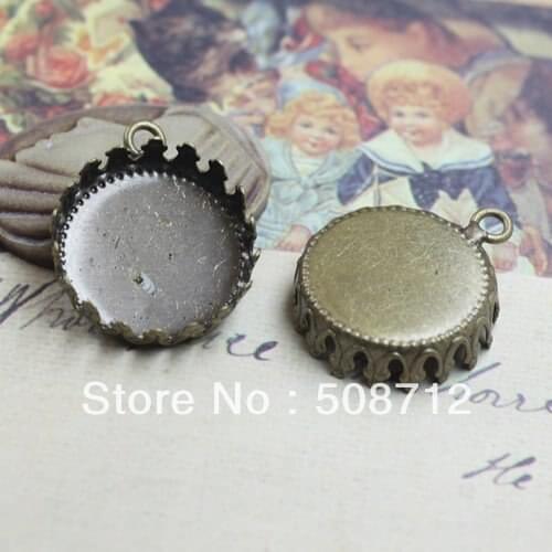 Free shipping!!! 300pcs bronze tone imperial crown with ring Picture Frame charms Pendants 20mm