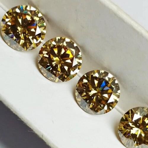 Free shipping Certification Excellent quality 1ct-6ct champagne color DVVS round shape loose moissanites for making rings