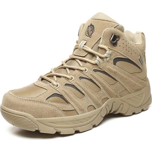 Large Size Combat Boots Mens Desert Boots Hiking Shoes Outdoor Training Tactical Boots Men Lightweight Military Boots Sneakers