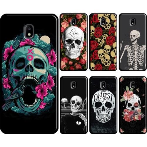 Skeleton bones horrible Flower Skull For Samsung Galaxy J7 J3 J5 2017 A3 A5 2016 J4 J6 A6 A8 Plus J2 Core J8 2018 Phone Case