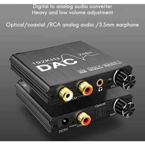 Digital to Analog Audio Converter 192KHz with Bass and Volume Adjustment for PS3 PS4 DVD Apple TV Home Cinema