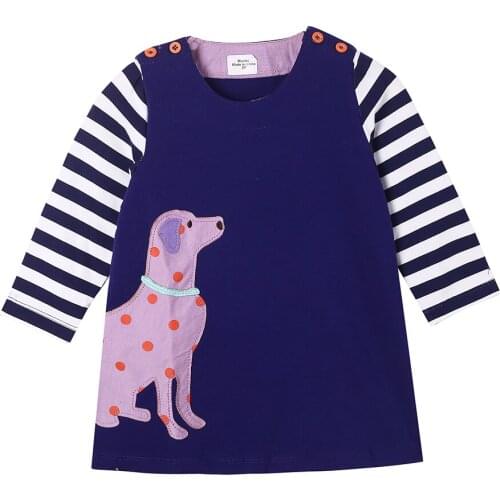2021 New Autume Kids Ourfit Navy Blue Striped Girl Cool Wearable T Shirt Dog Polka dot Size 18M 2 3 4 5 6 7 Years Old