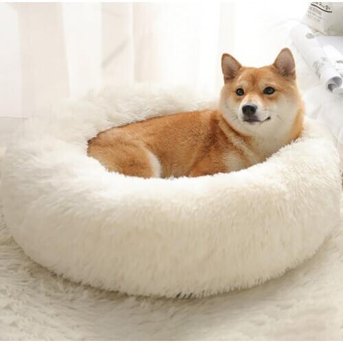Long Plush Round Cats Bed House Warm Kennel Puppy Fluffy Cushion Soft Winter Best Kitten Sleeping Nest Dogs Mat Pets Products