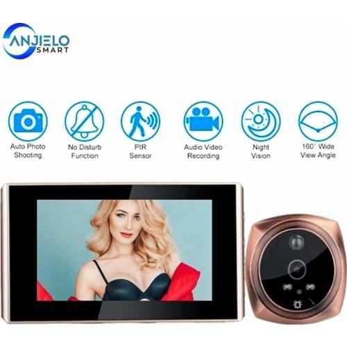 New 4.3 Inch Video Doorbell Wireless Peephole Security Doorbell 720P Video Visual Intercom Night-Vision Pir Smart Wifi Doorbell