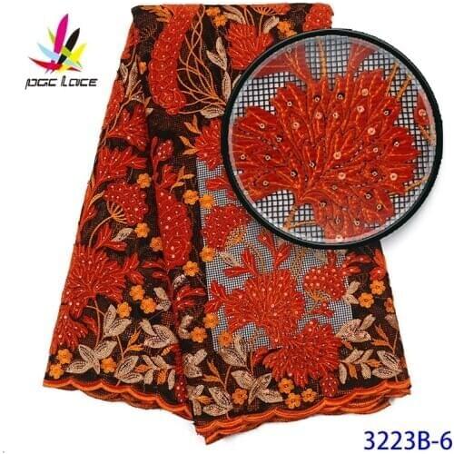 French Velvet Sequence Lace Fabric African Mesh Big Embroidery Nigerian Full Dress Fabrics Hot Flower High Quality