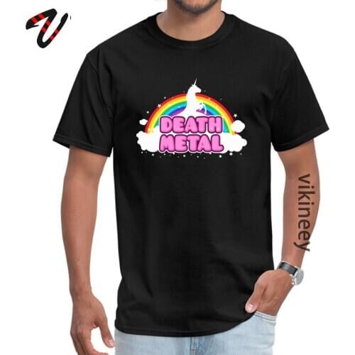 DEATH METAL Funny Unicorn Rainbow Mosh Parody Men Tshirt Go To Hell Interesting Design Cartoon Printed New T-Shirt Boy