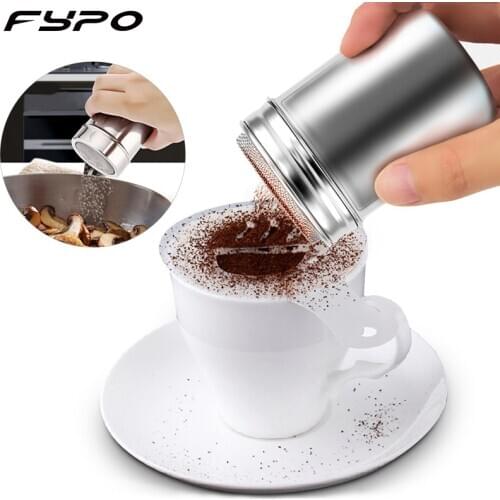 Fypo Stainless Steel Chocolate Sugar Shaker Coffee Dusters Cocoa Powder Cinnamon Dusting Tank Kitchen Filter Cooking Tool