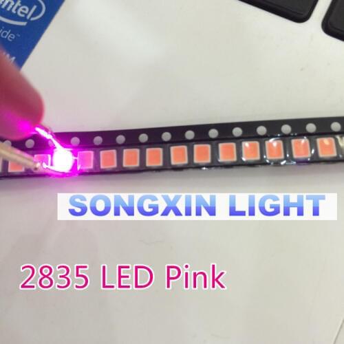 Hot 500Pcs/lot 2835 Pink SMD LED 0.2W high bright light emitting diode chip leds Free shipping 3.5*2.8*0.8mm 2835 smd led diode