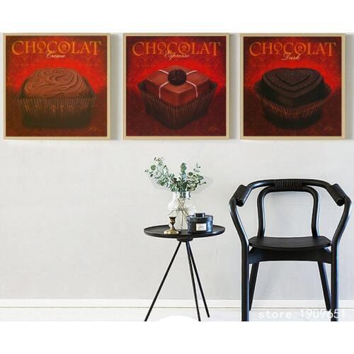 Cotton no frame cartoon chocolate cake canvas printings oil painting printed on cotton cafe wall art decoration picture