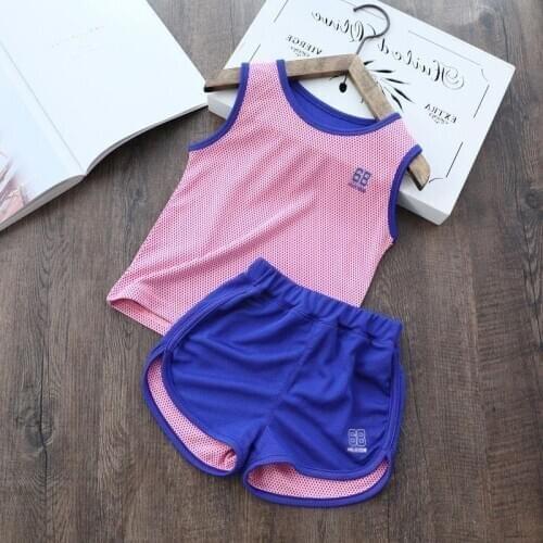 Children Boys sleeveless quick drying sports clothing sets boys girls vest shorts sports summer new boys casual mesh sets P4 074