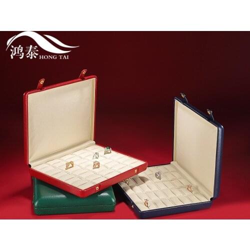 Jewelry storage leather box pendant ring clamshell double-breasted box jewelry display box can be customized