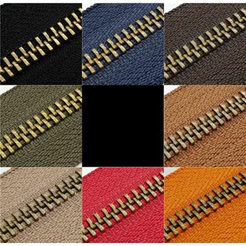 DIY leather craft bag wallet zipper brass teeth bronze color 1m/lot no pulls