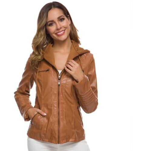 Faux Leather Jacket Women 2020 Basic Jacket Coat Female Winter Motorcycle Jacket Faux Leather PU Plus Size Hoodies Outerwear