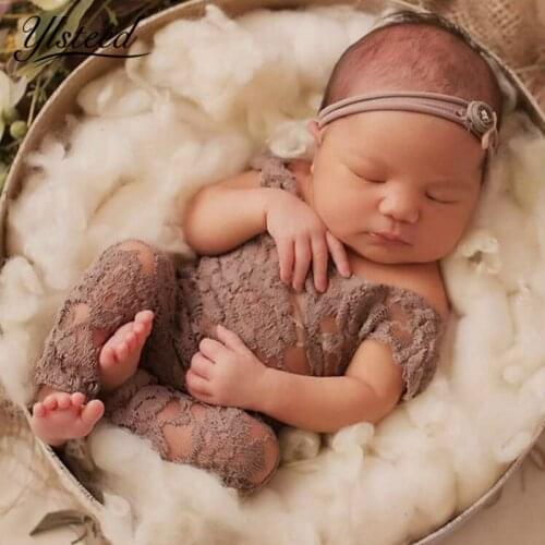 Baby Boy Girl Summer Lace Romper Newborn Props Baby Photography Props Infant Long Leg Lace Rompers Gorgeous Open Back Jumpsuit