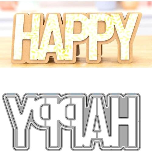 Letter Happy Word Metal Cutting Dies Stencil Scrapbooking Embossing 2021 New Christmas Craft Dies Diy Molds