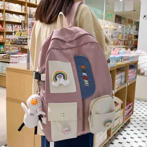 Fashion Waterproof Nylon Women Cute Backpack for Teenager Kawaii Girls Student College Large School Bag Mochila Travel Rucksack